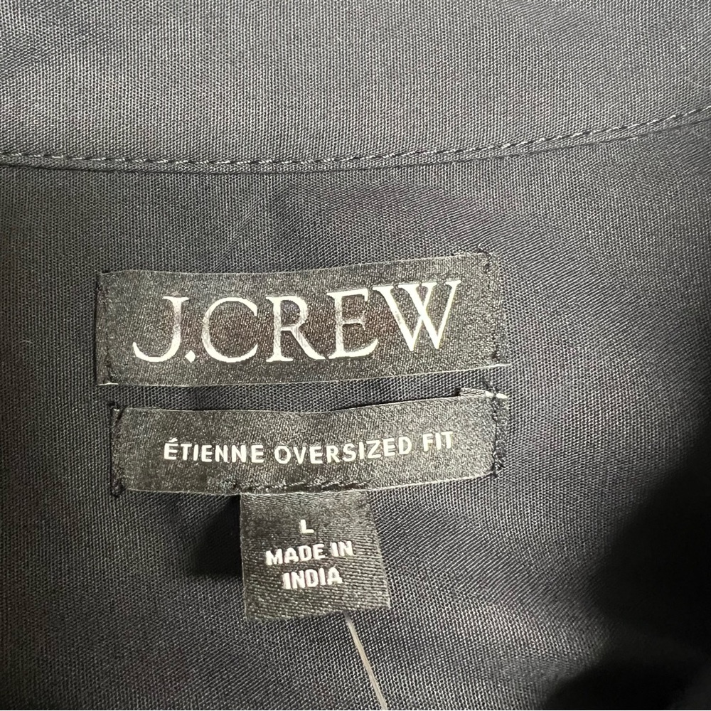J. Crew Étienne Oversized Shirt Lightweight Oxford in Black Size Large NWT - Picture 7 of 9